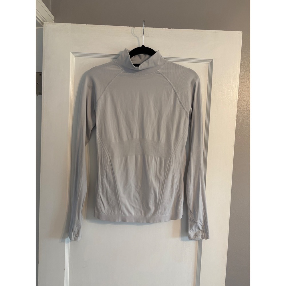 Athleta Light Gray Mock Neck Long-Sleeve Size Small